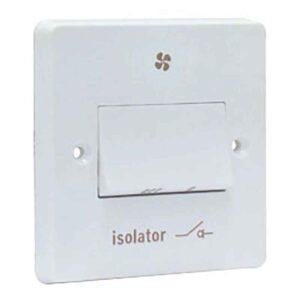 Plate Switch 1 Gang Triple Pole Fan Isolator 6A White Marked Isolator